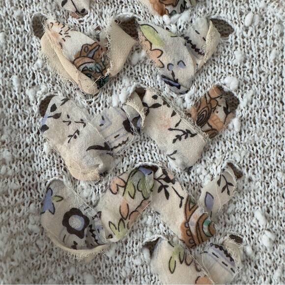 Anthropologie Akemi + Kin Cream Gray White Ribbon Embellished Knit Sweater Top - Picture 10 of 14